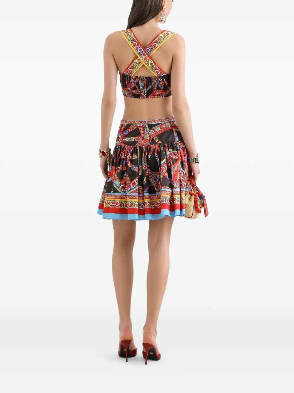 Dolce & Gabbana Women Poplin Miniskirt With Carretto Print