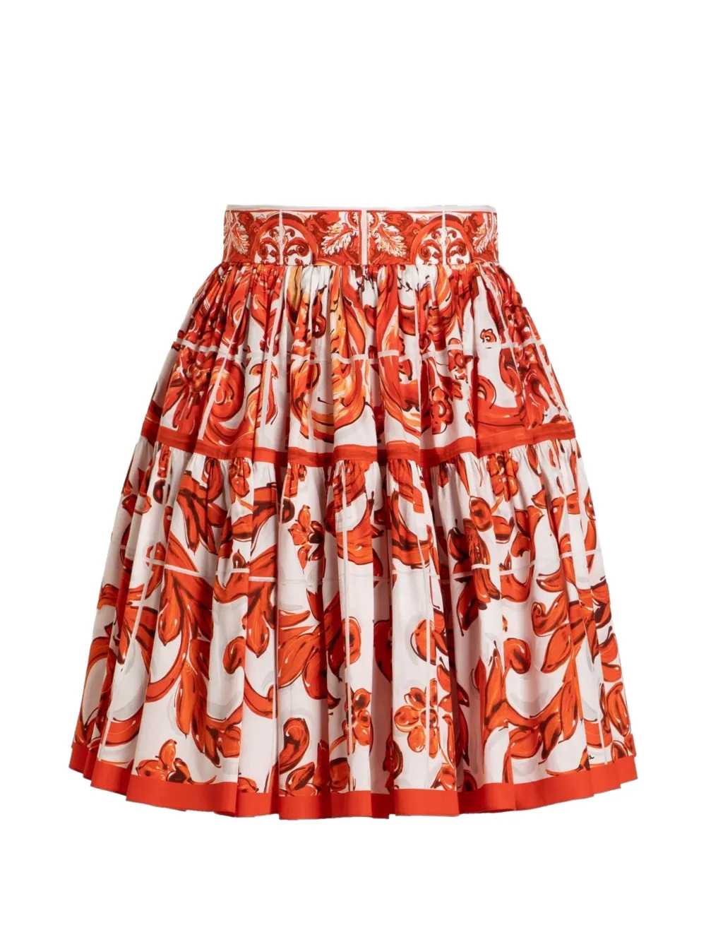 Dolce & Gabbana Women Poplin Skirt With Majolica Print DOLCE & GABBANA