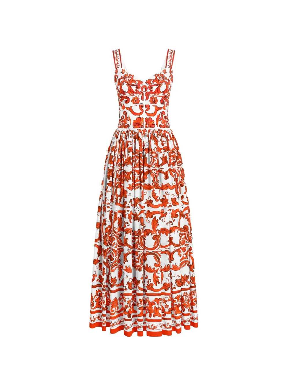 Dolce & Gabbana Women Long Poplin Dress With Majolica Print