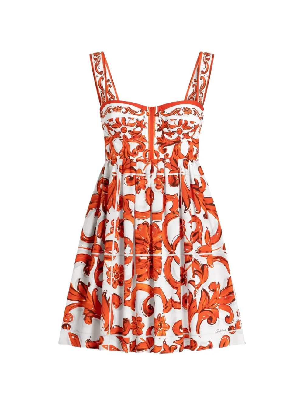 Dolce & Gabbana Women Short Poplin Dress With Majolica Print DOLCE & GABBANA