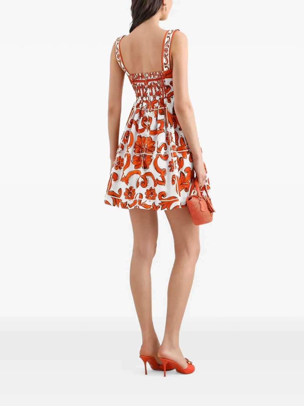 Dolce & Gabbana Women Short Poplin Dress With Majolica Print DOLCE & GABBANA