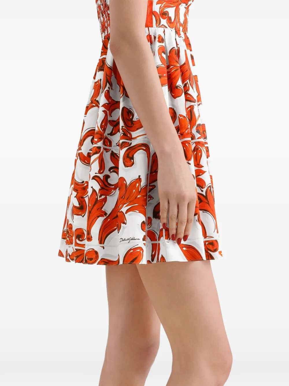 Dolce & Gabbana Women Short Poplin Dress With Majolica Print DOLCE & GABBANA