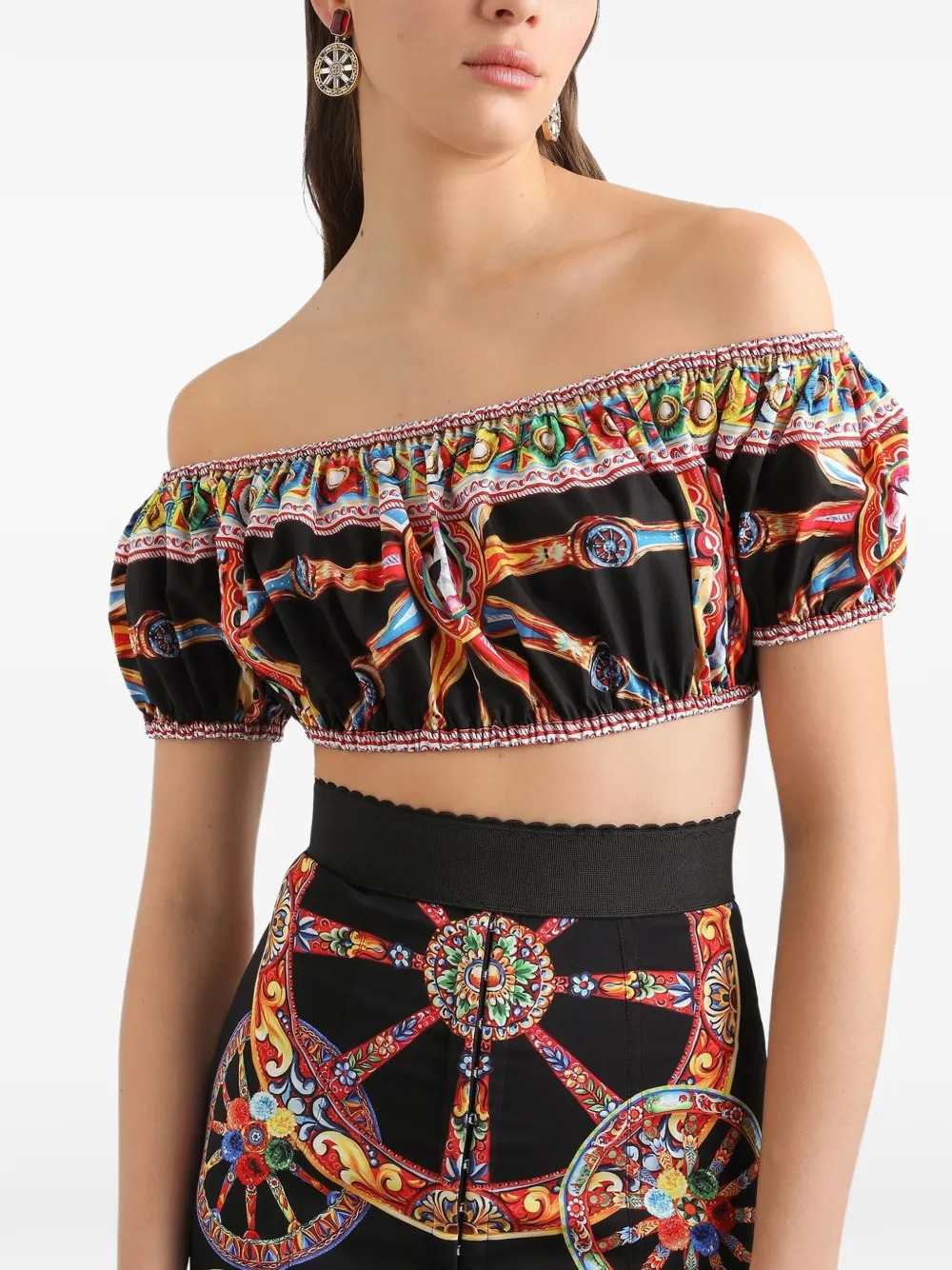Dolce & Gabbana Women Poplin Top With Carretto Print
