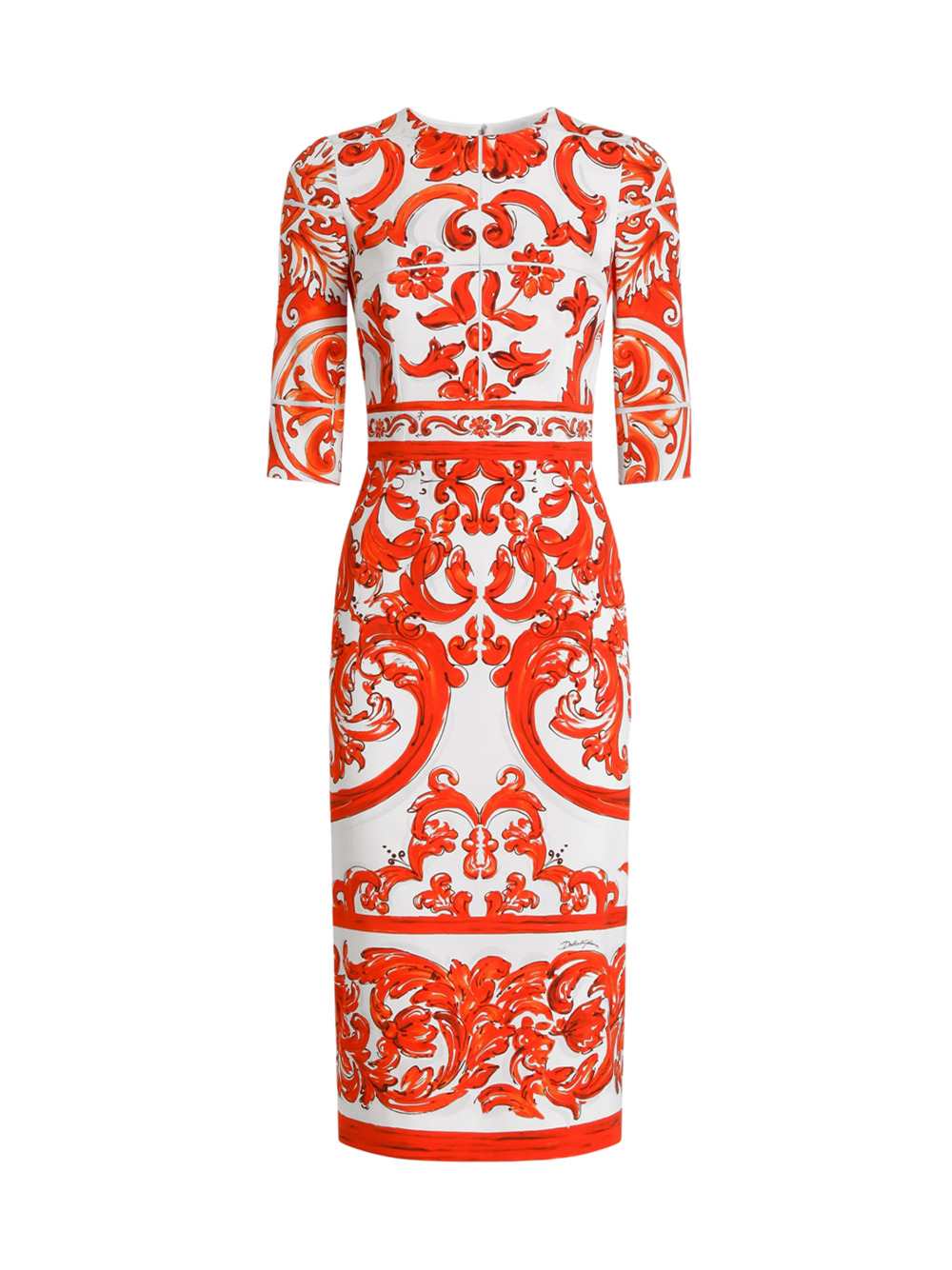 Dolce & Gabbana Women Maiolica Print Charmeuse Dress: DOLCE & GABBANA