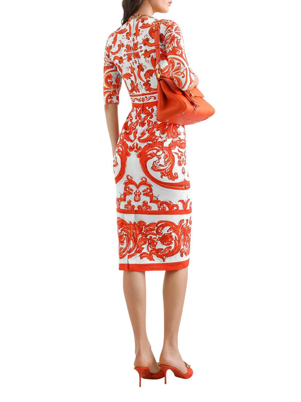 Dolce & Gabbana Women Maiolica Print Charmeuse Dress: DOLCE & GABBANA