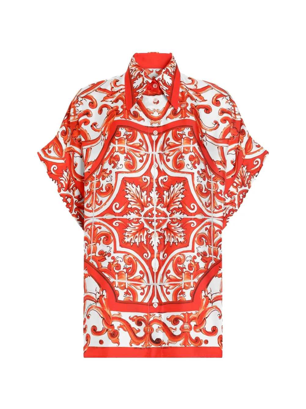 Dolce & Gabbana Women Silk Shirt With Maiolica Print DOLCE & GABBANA