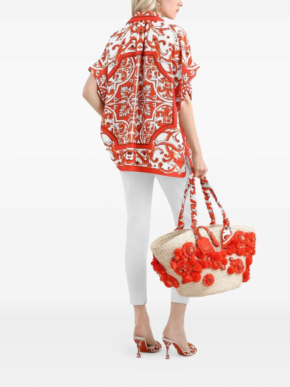Dolce & Gabbana Women Silk Shirt With Maiolica Print DOLCE & GABBANA