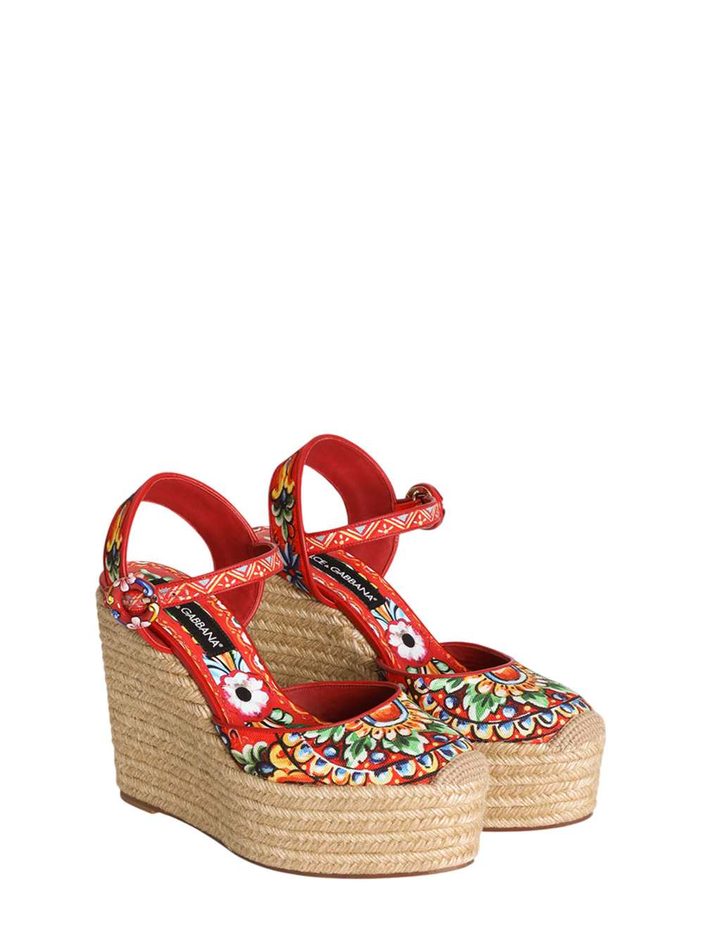 Dolce & Gabbana Women Canvas Wedge Sandal With Carretto Print