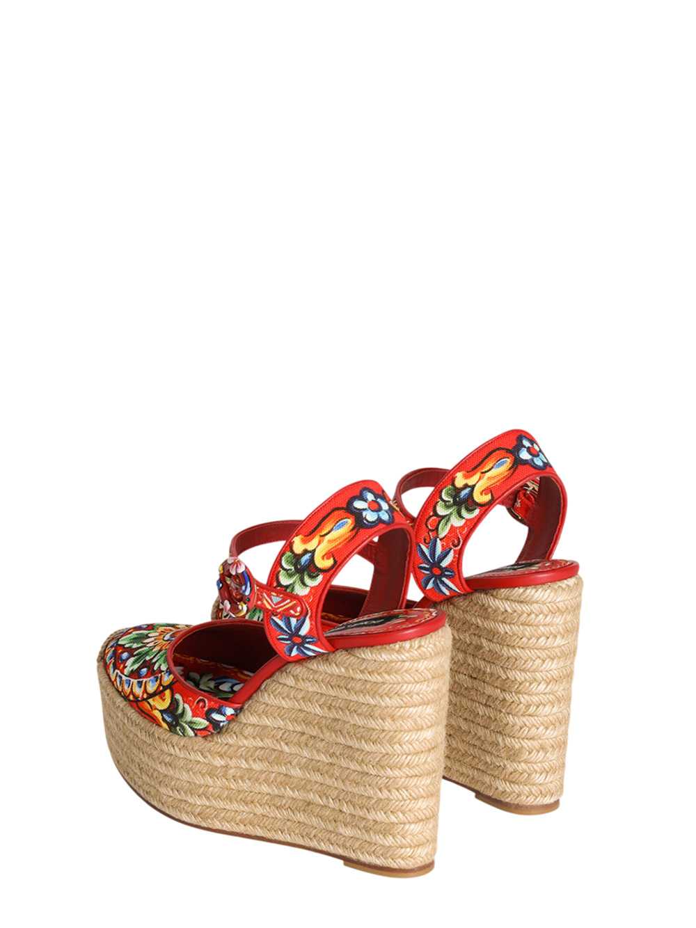 Dolce & Gabbana Women Canvas Wedge Sandal With Carretto Print