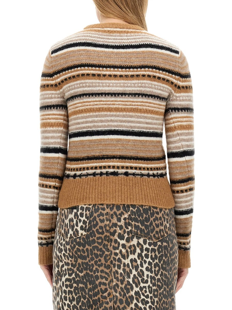 Ganni Women Cardigan With Stripe Pattern