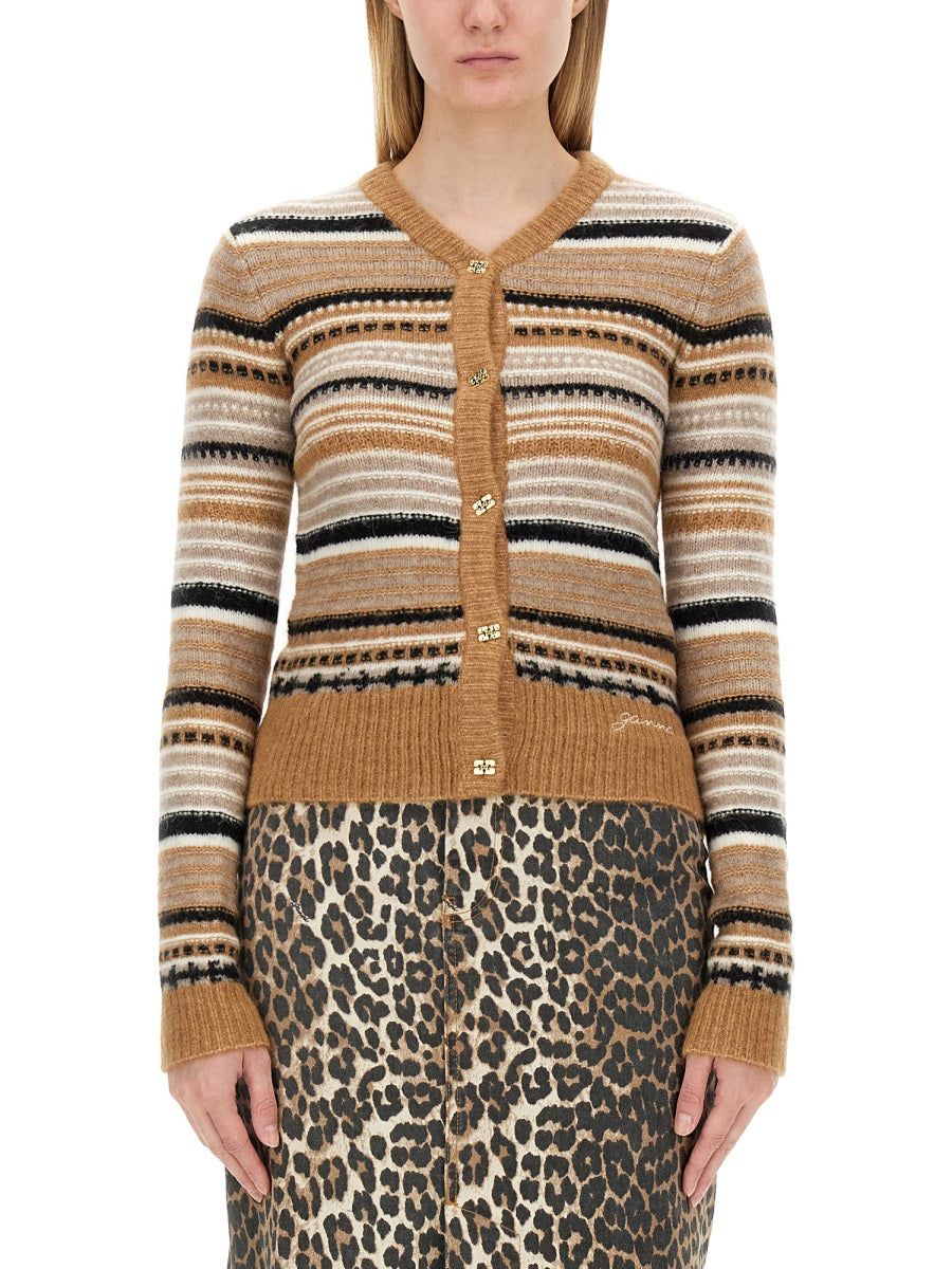 Ganni Women Cardigan With Stripe Pattern
