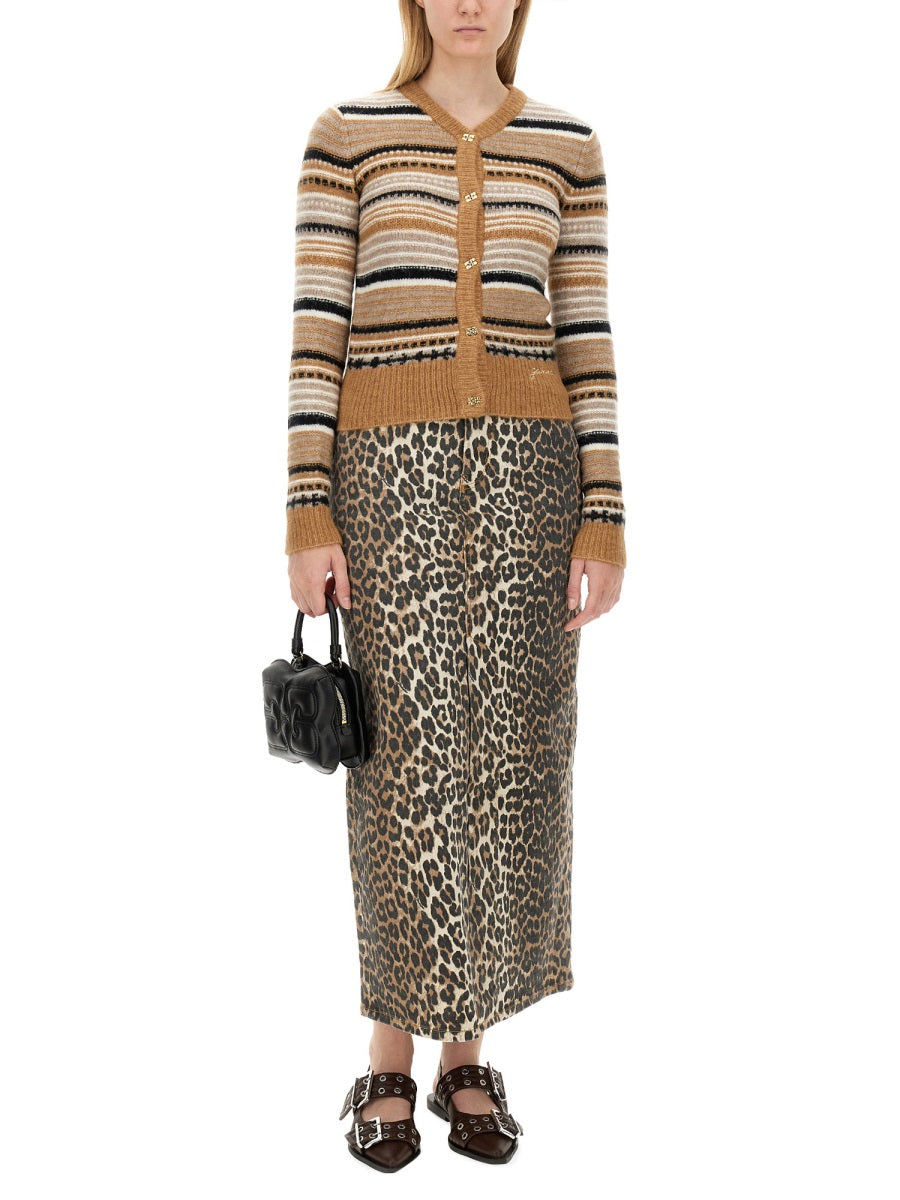 Ganni Women Cardigan With Stripe Pattern