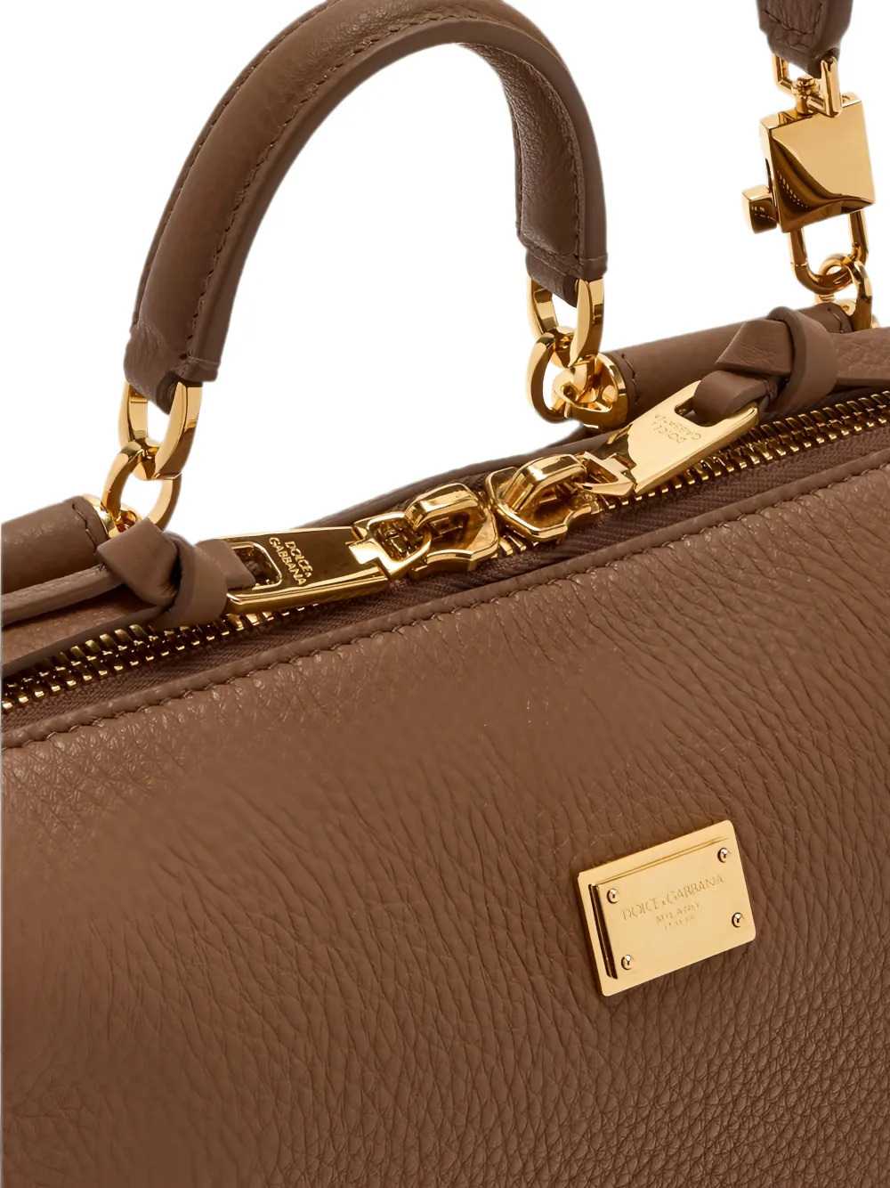 Dolce & Gabbana Women Vittoria Leather Tote Bag With Logo Plaque DOLCE & GABBANA