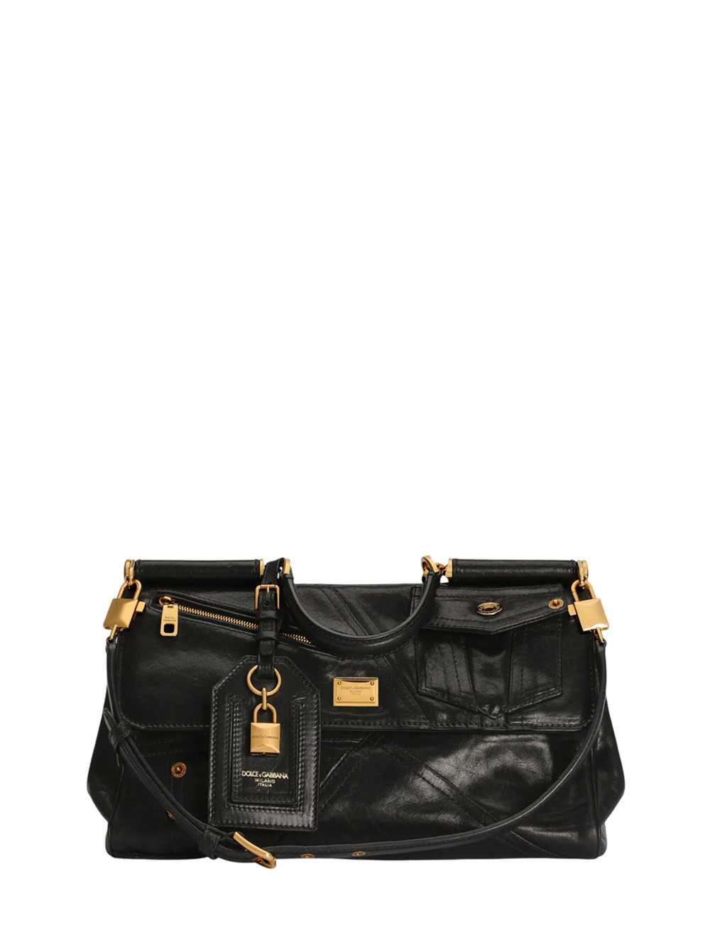 Dolce & Gabbana Women Biker Patch Calfskin My Sicily Medium Handbag: DOLCE & GABBANA