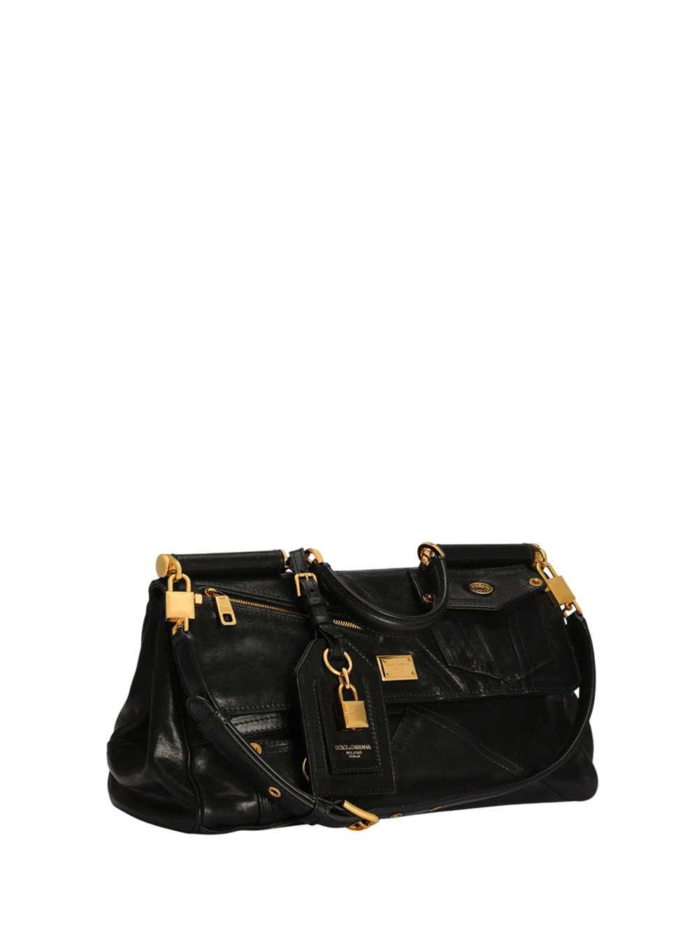 Dolce & Gabbana Women Biker Patch Calfskin My Sicily Medium Handbag: DOLCE & GABBANA