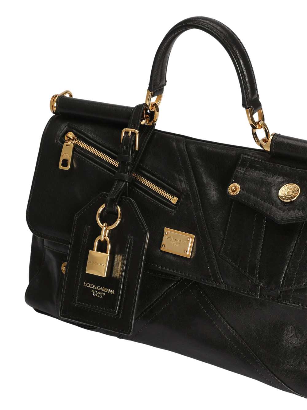 Dolce & Gabbana Women Biker Patch Calfskin My Sicily Medium Handbag: DOLCE & GABBANA