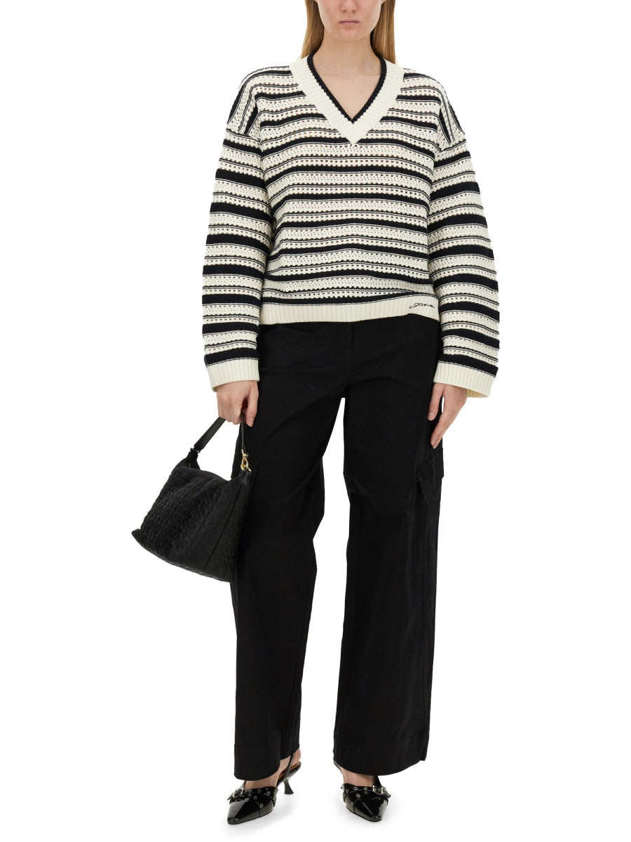 Ganni Women Herringbone Pants GANNI