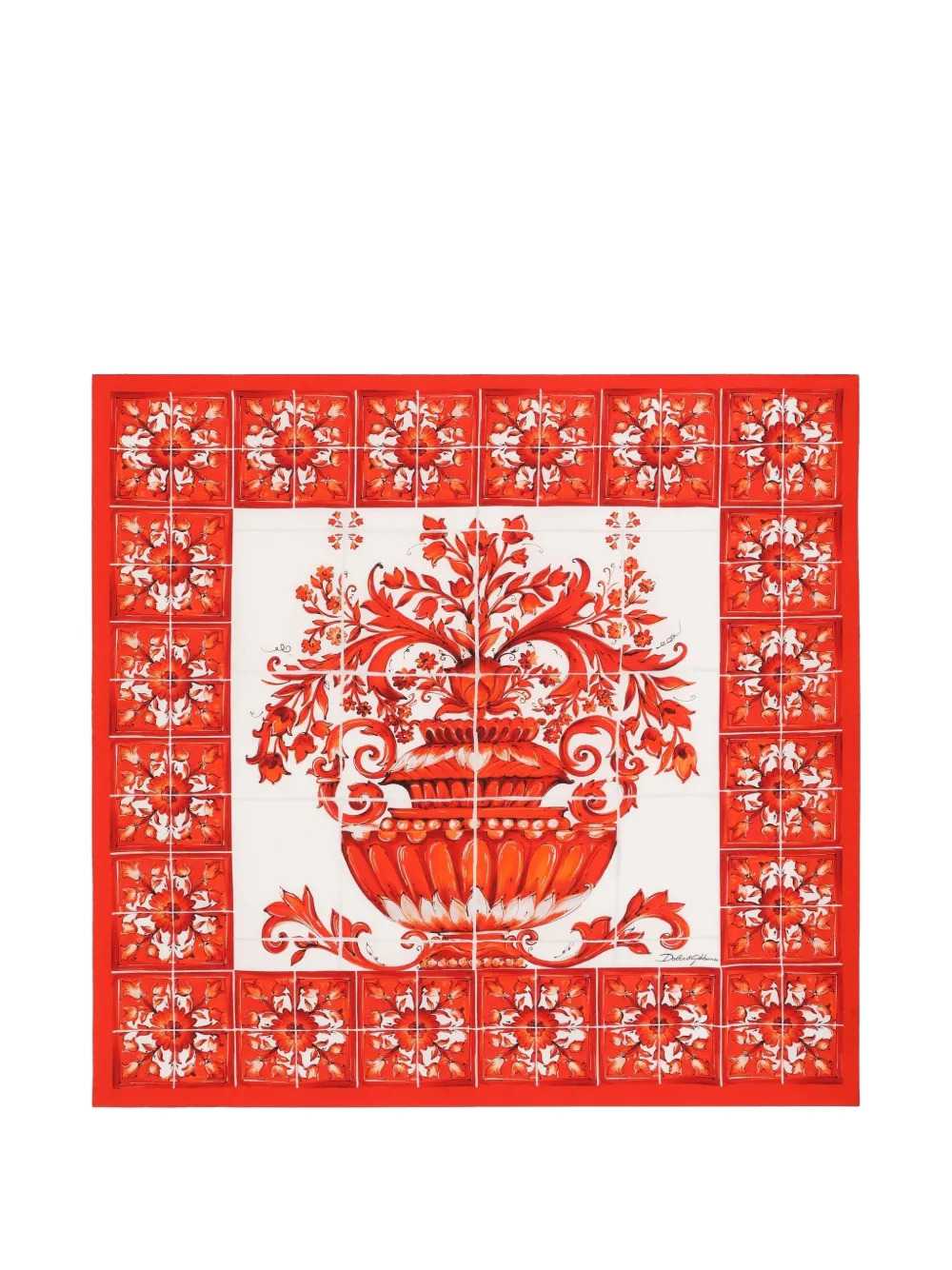 Dolce & Gabbana Women Silk Twill Scarf With Majolica Print, 90 X 90 Cm