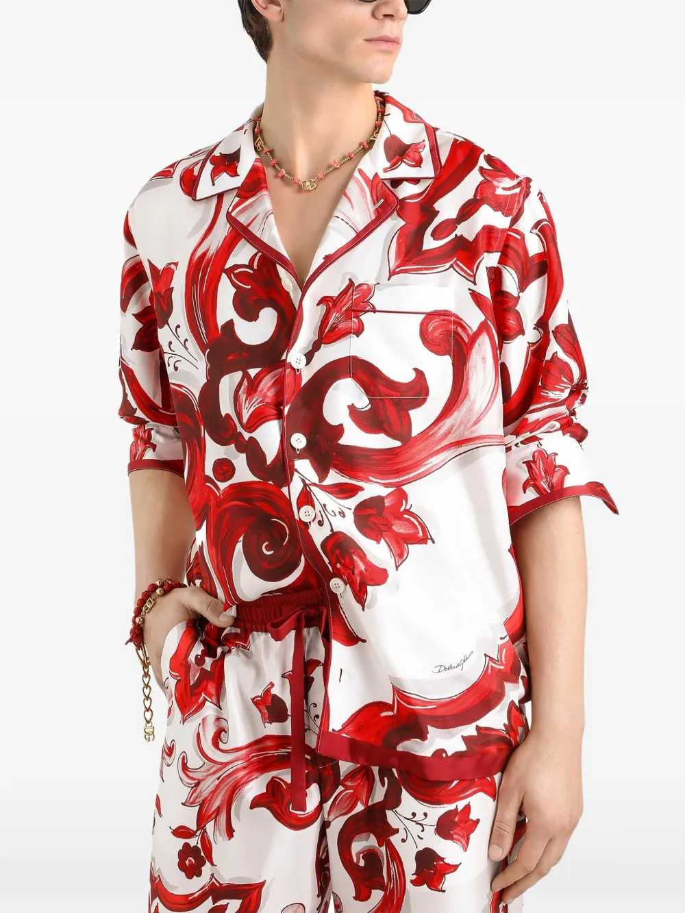 Dolce & Gabbana Men Vanity Twill Shirt With Majolica Print DOLCE & GABBANA