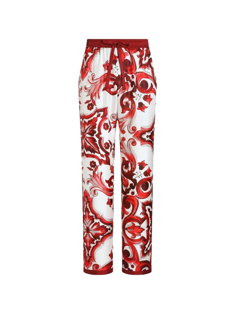 Dolce & Gabbana Men Twill Vanity Trousers With Majolica Print DOLCE & GABBANA