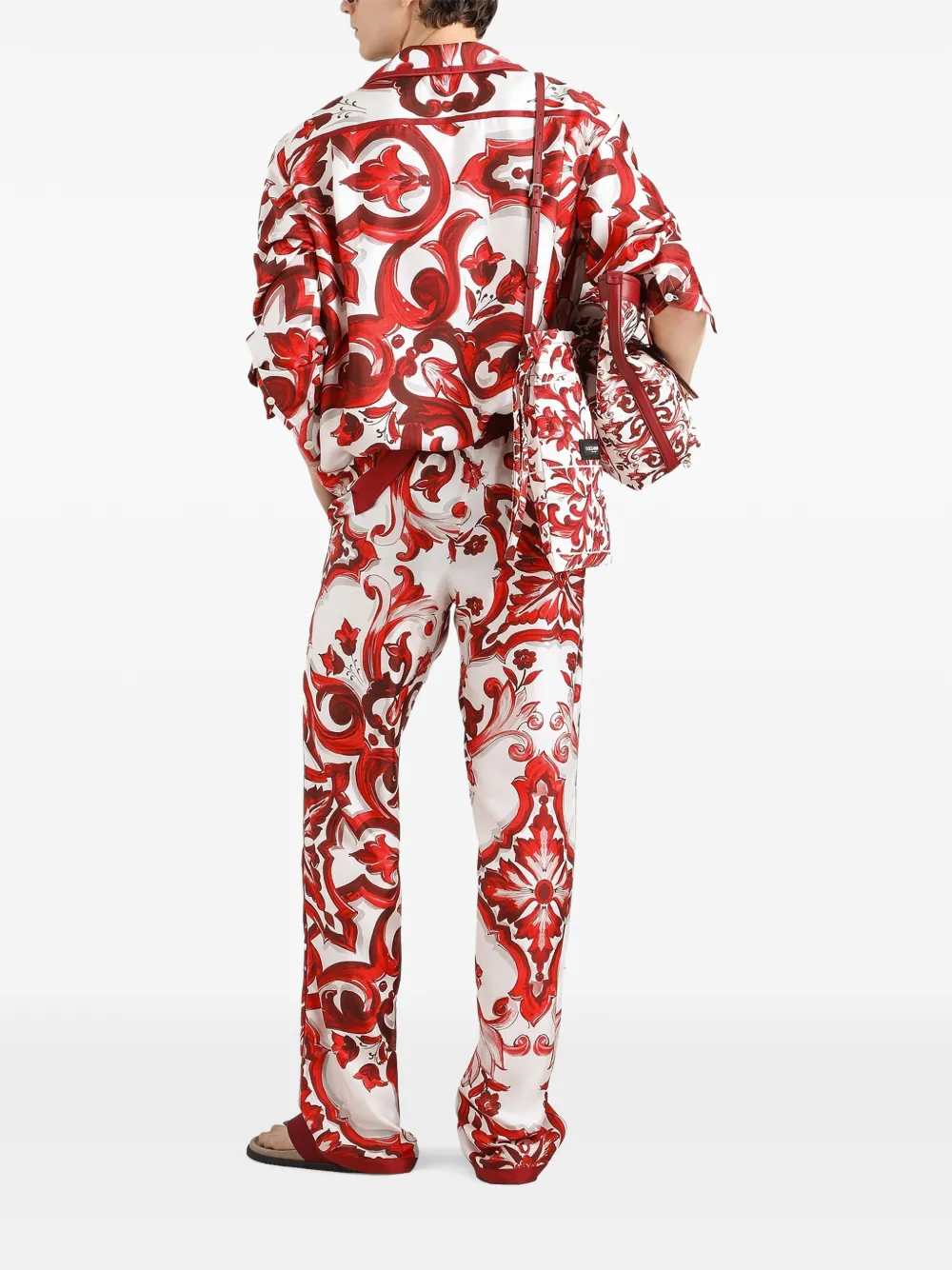 Dolce & Gabbana Men Twill Vanity Trousers With Majolica Print DOLCE & GABBANA