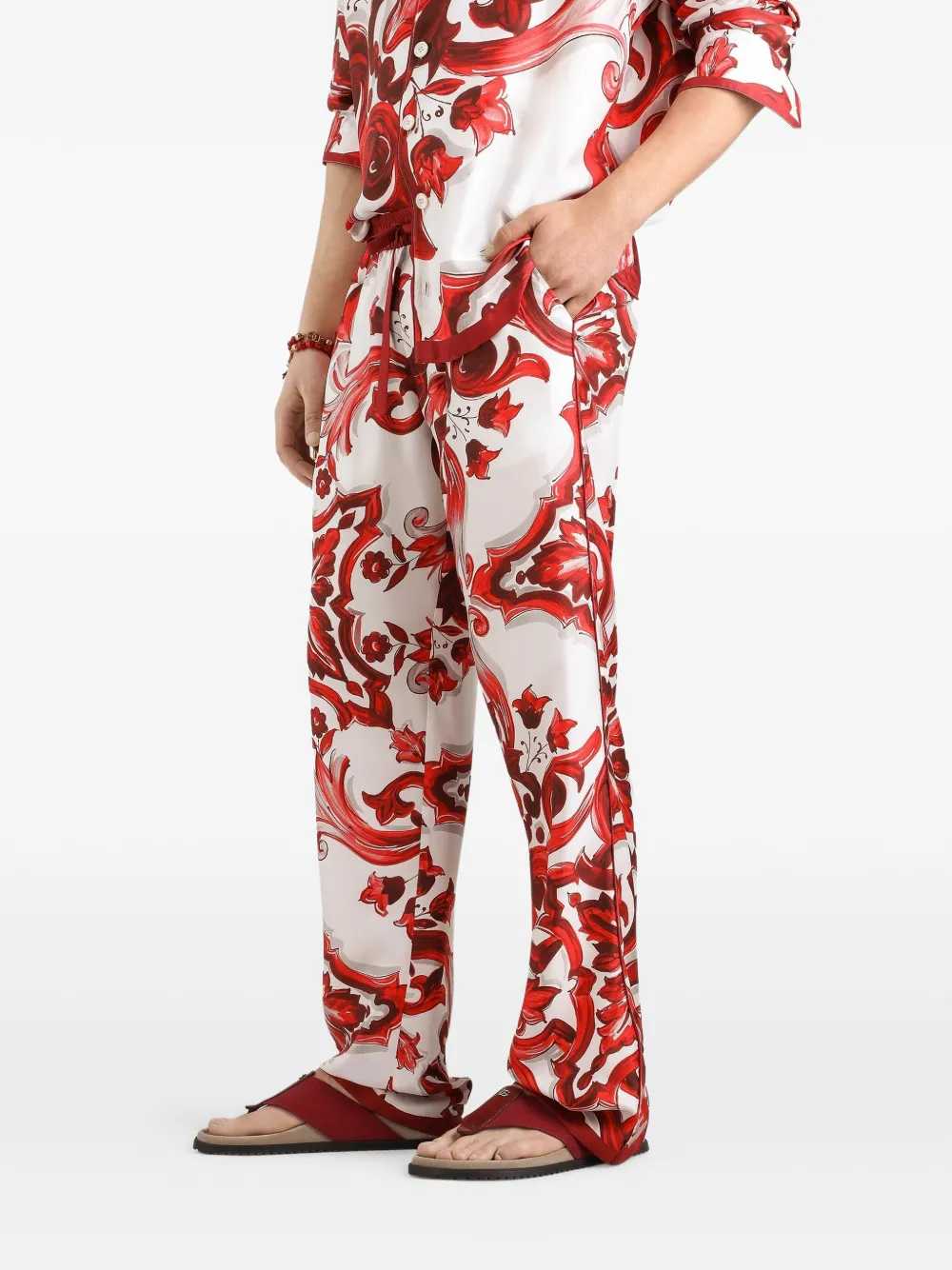 Dolce & Gabbana Men Twill Vanity Trousers With Majolica Print DOLCE & GABBANA
