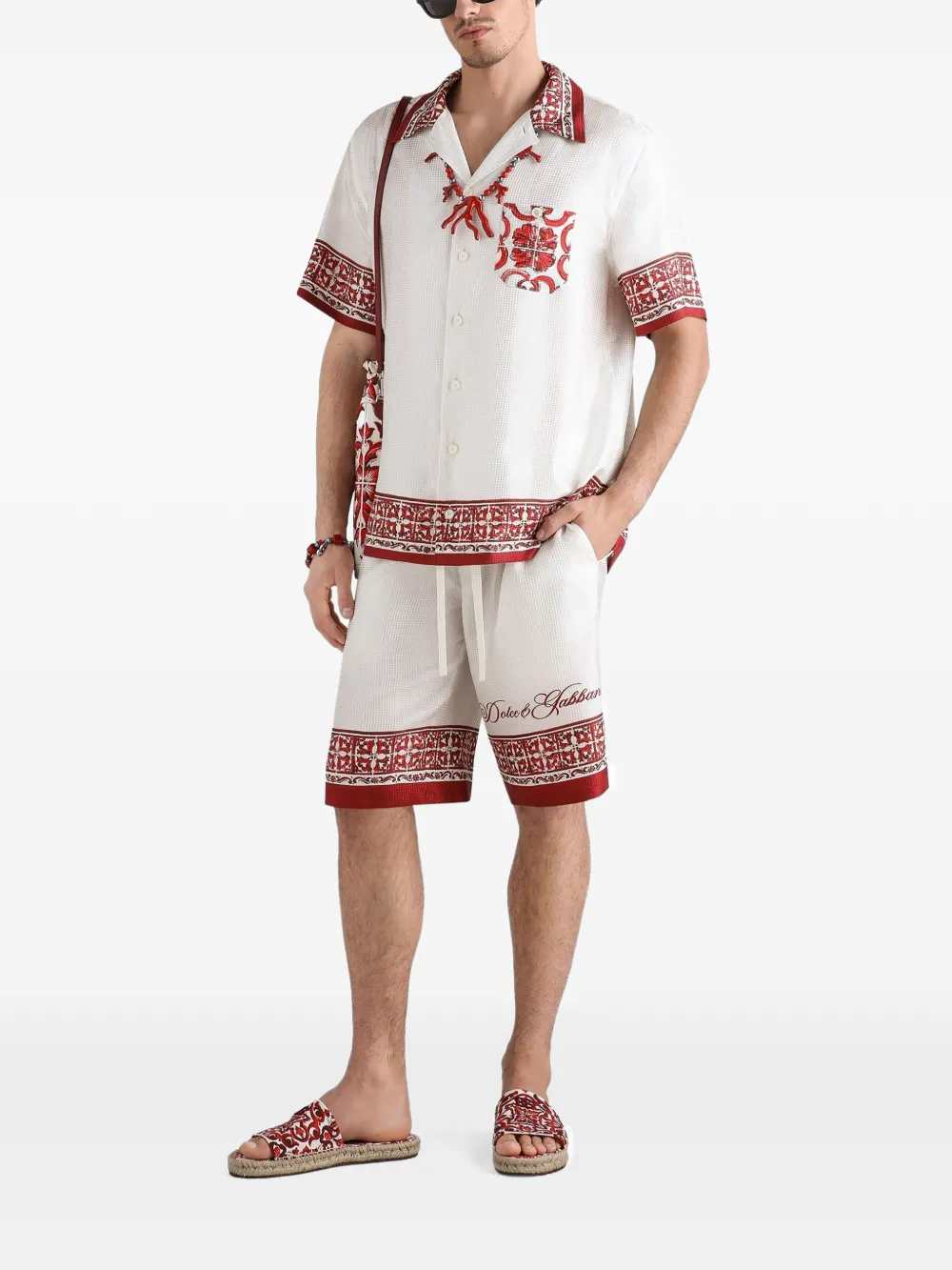 Dolce & Gabbana Men Vanity Bermuda Shorts In Jacquard Twill With A Majolica Print DOLCE & GABBANA