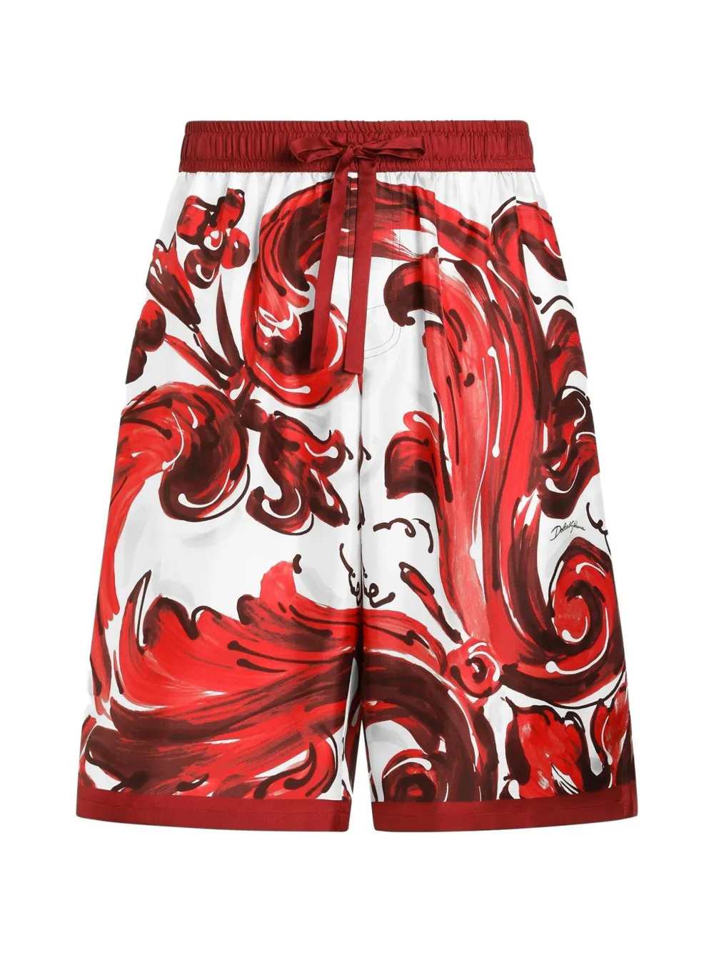 Dolce & Gabbana Men Vanity Bermuda Shorts In Silk Twill With A Majolica Print DOLCE & GABBANA