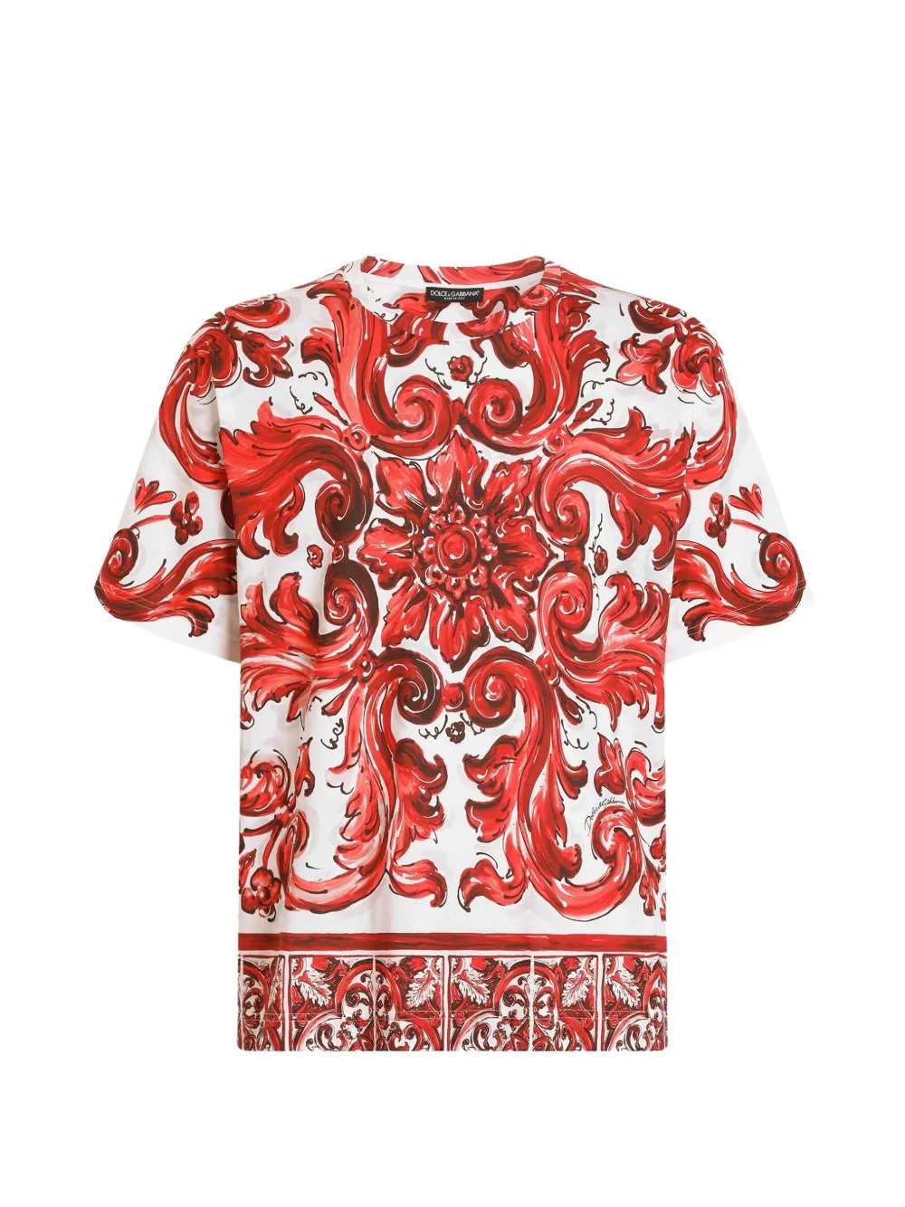 Dolce & Gabbana Men Cotton T-Shirt With Majolica Print DOLCE & GABBANA