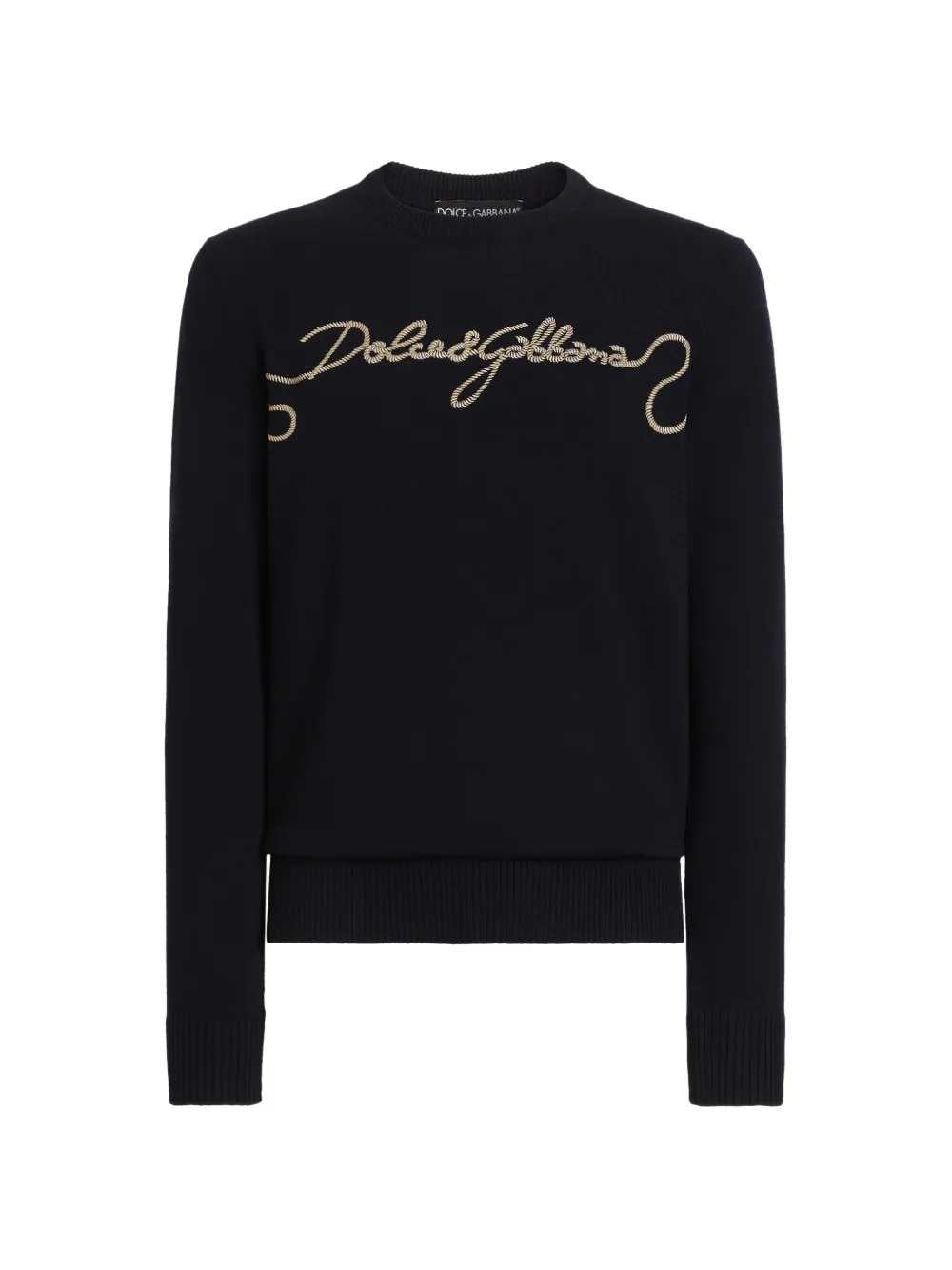 Dolce & Gabbana Men Embroidered Plain-Knit Sweater DOLCE & GABBANA