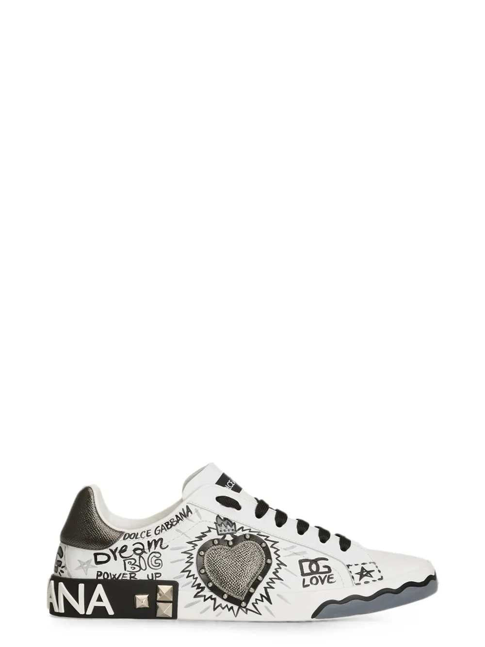 Dolce & Gabbana Men Portofino Low-Top Sneakers With Heart-Shaped Patch