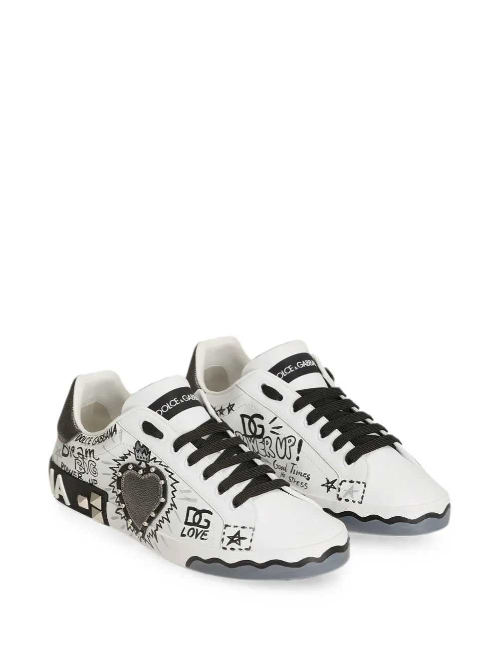 Dolce & Gabbana Men Portofino Low-Top Sneakers With Heart-Shaped Patch
