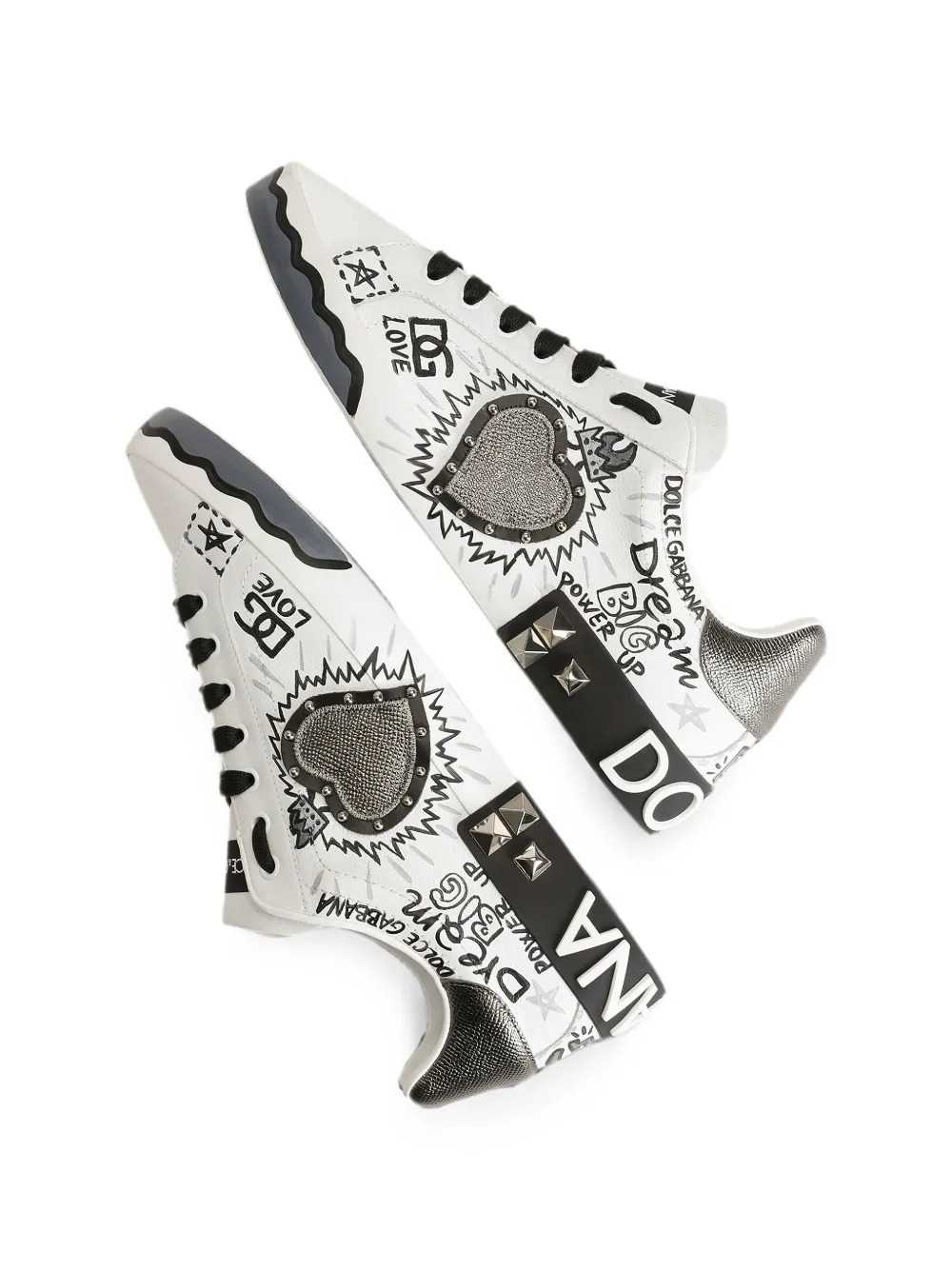Dolce & Gabbana Men Portofino Low-Top Sneakers With Heart-Shaped Patch