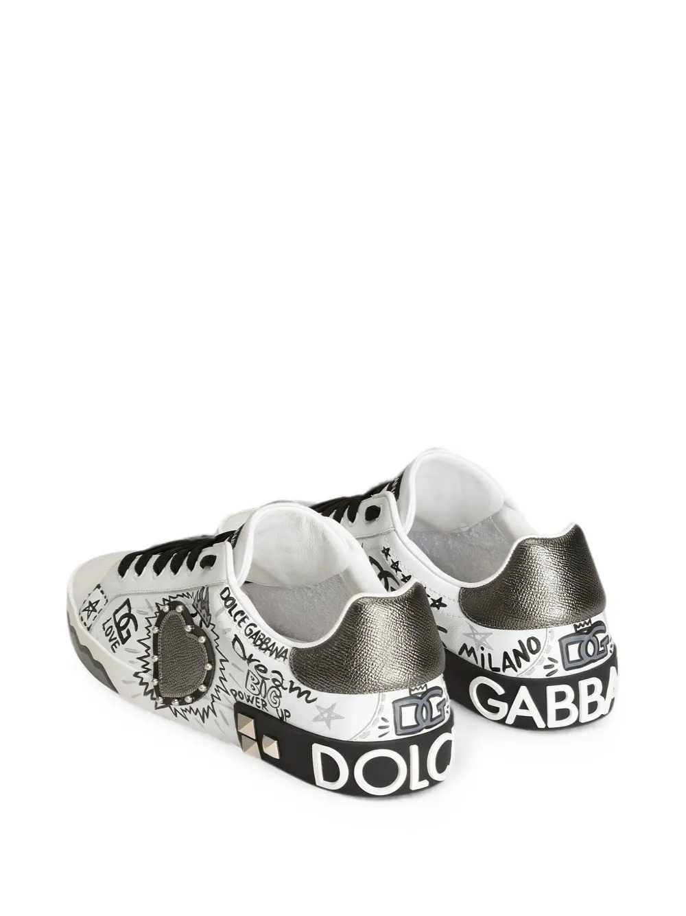 Dolce & Gabbana Men Portofino Low-Top Sneakers With Heart-Shaped Patch