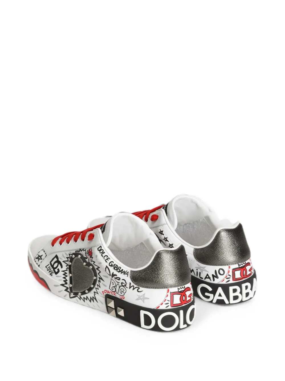 Dolce & Gabbana Men Sneakers With Heart Patch And Graffiti Print DOLCE & GABBANA