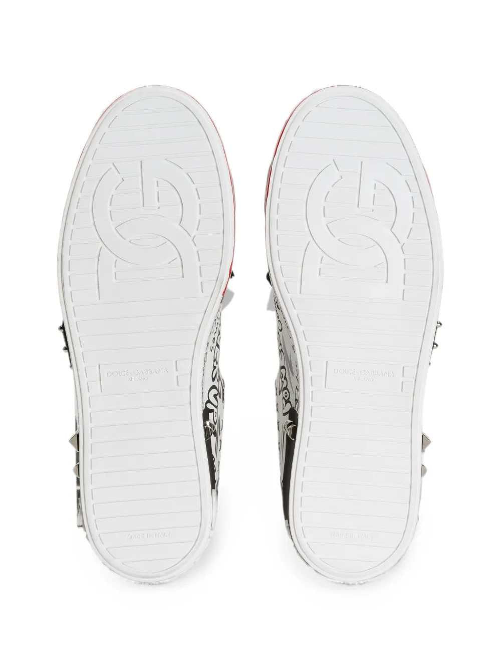 Dolce & Gabbana Men Sneakers With Heart Patch And Graffiti Print DOLCE & GABBANA
