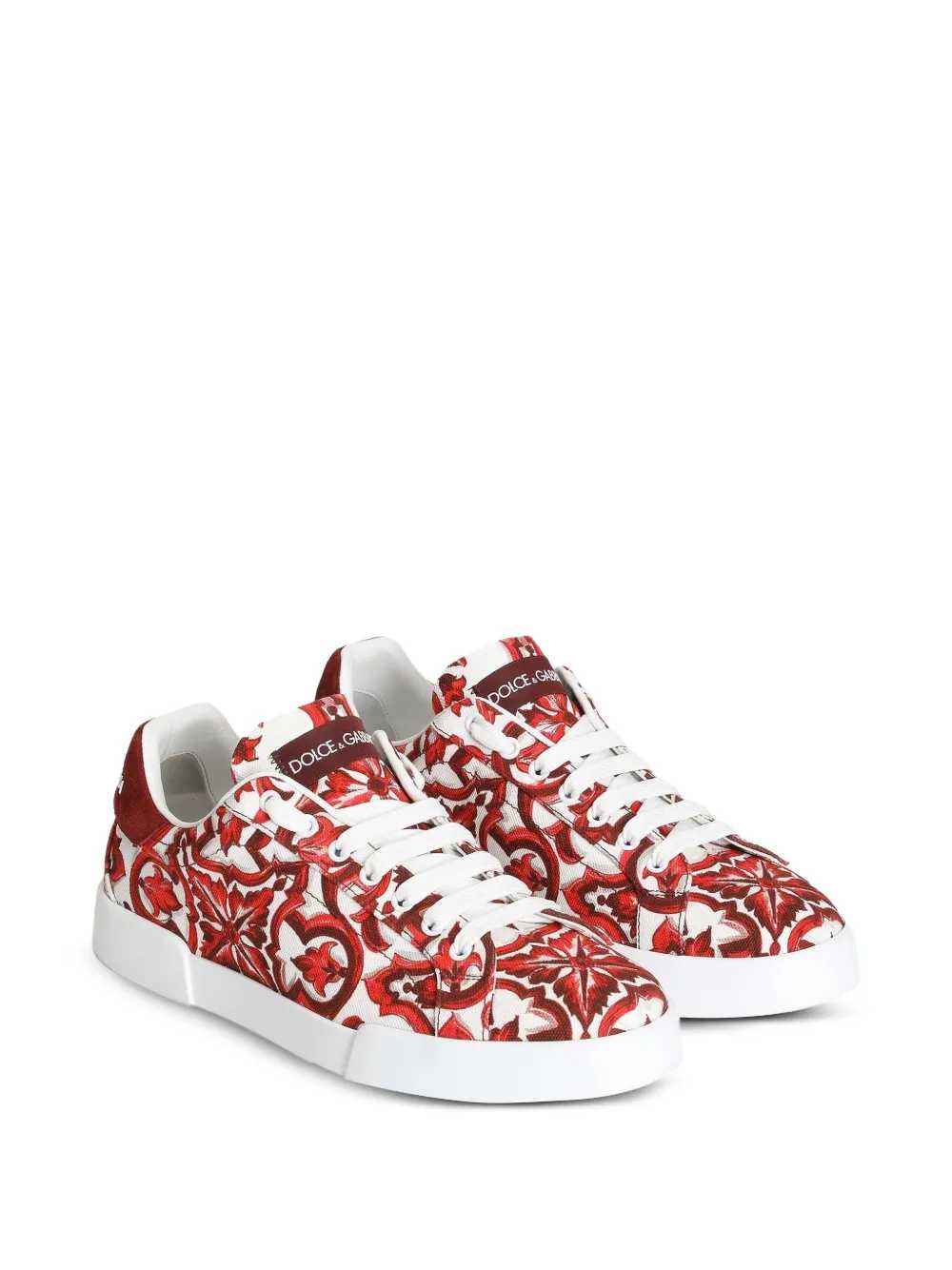 Dolce & Gabbana Men Portofino Canvas Sneakers With Majolica Print DOLCE & GABBANA