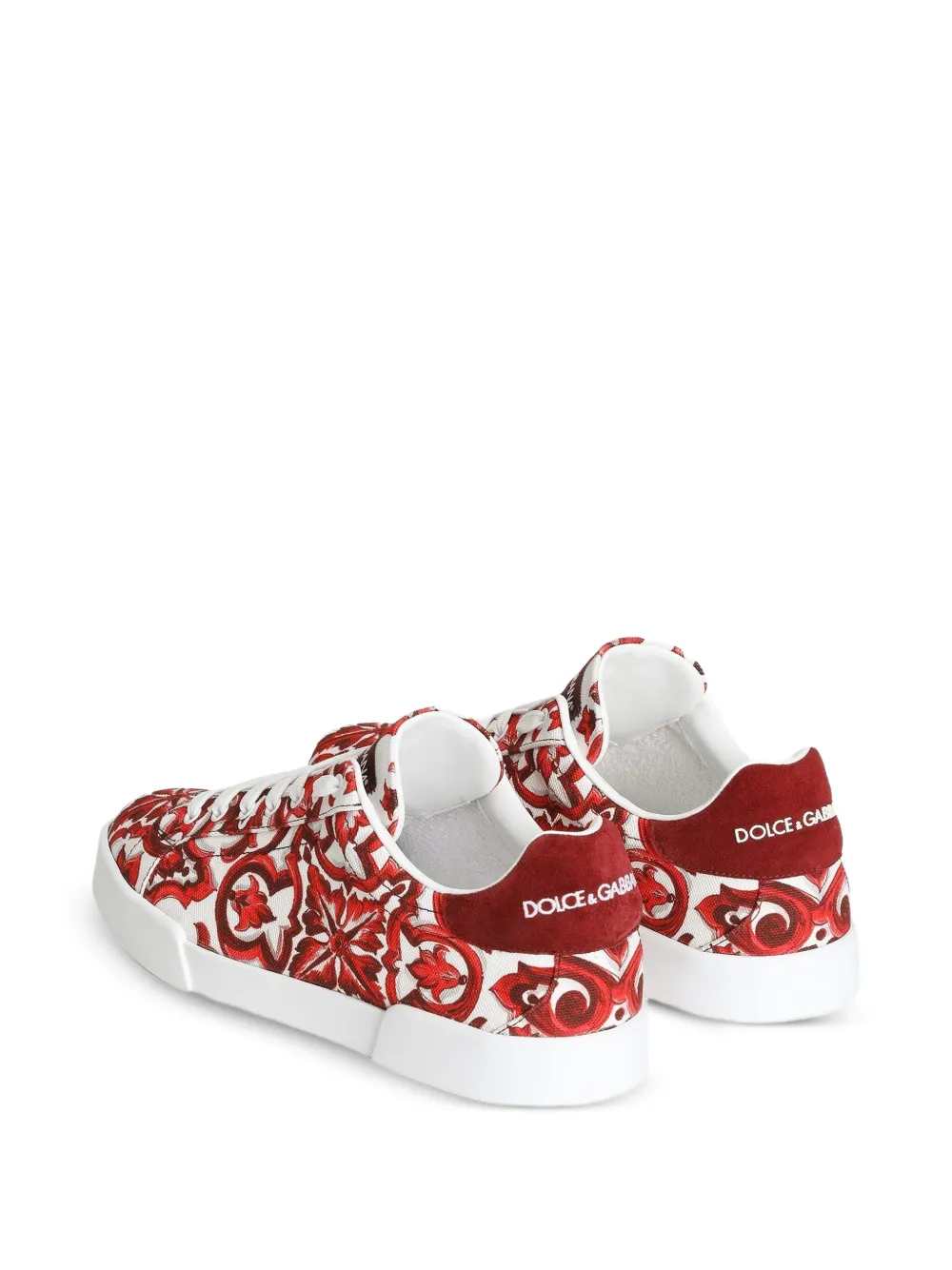 Dolce & Gabbana Men Portofino Canvas Sneakers With Majolica Print DOLCE & GABBANA