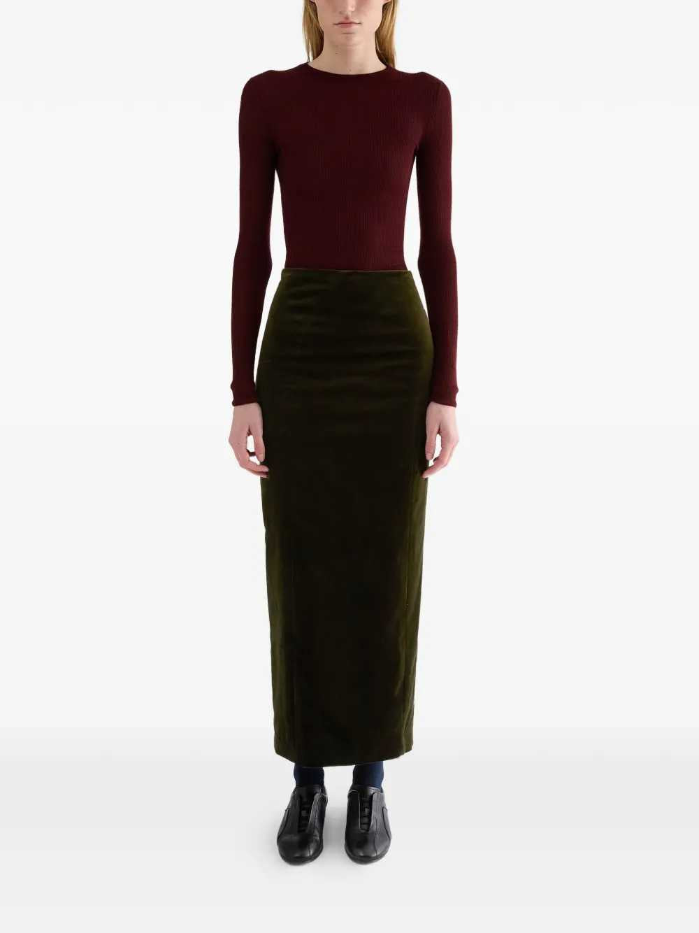 Jil Sander Women High-Waisted Velvet Maxi Skirt JIL SANDER