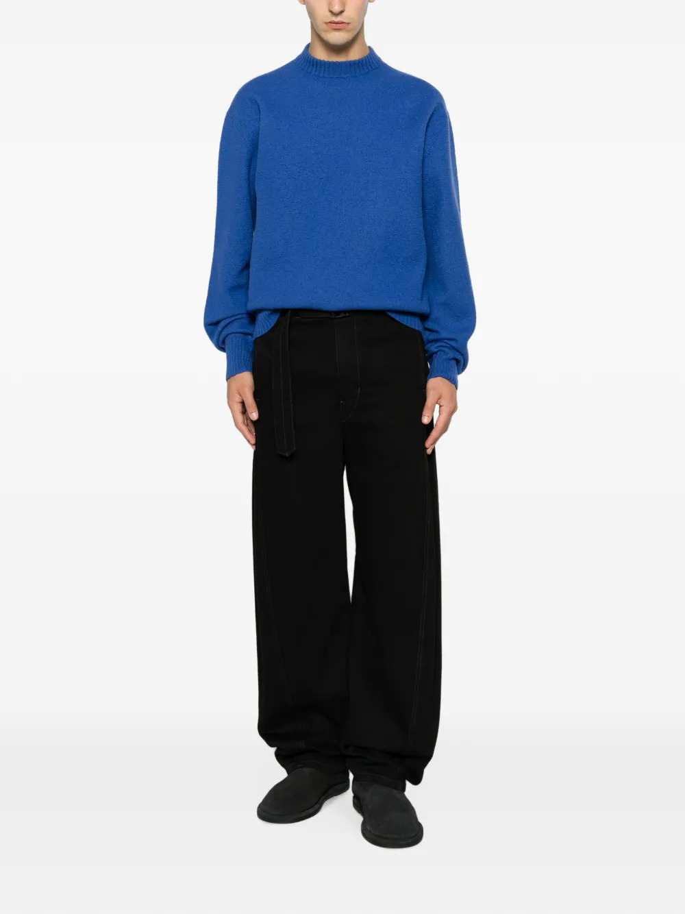 Jil Sander Men Wool Sweater With Ribbed Trim