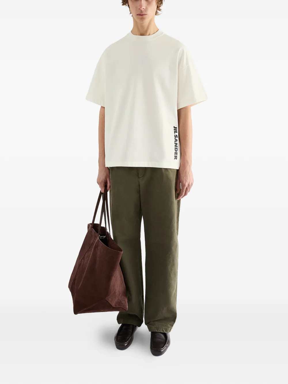 Jil Sander Men Crew-Neck T-Shirt With Printed Logo JIL SANDER