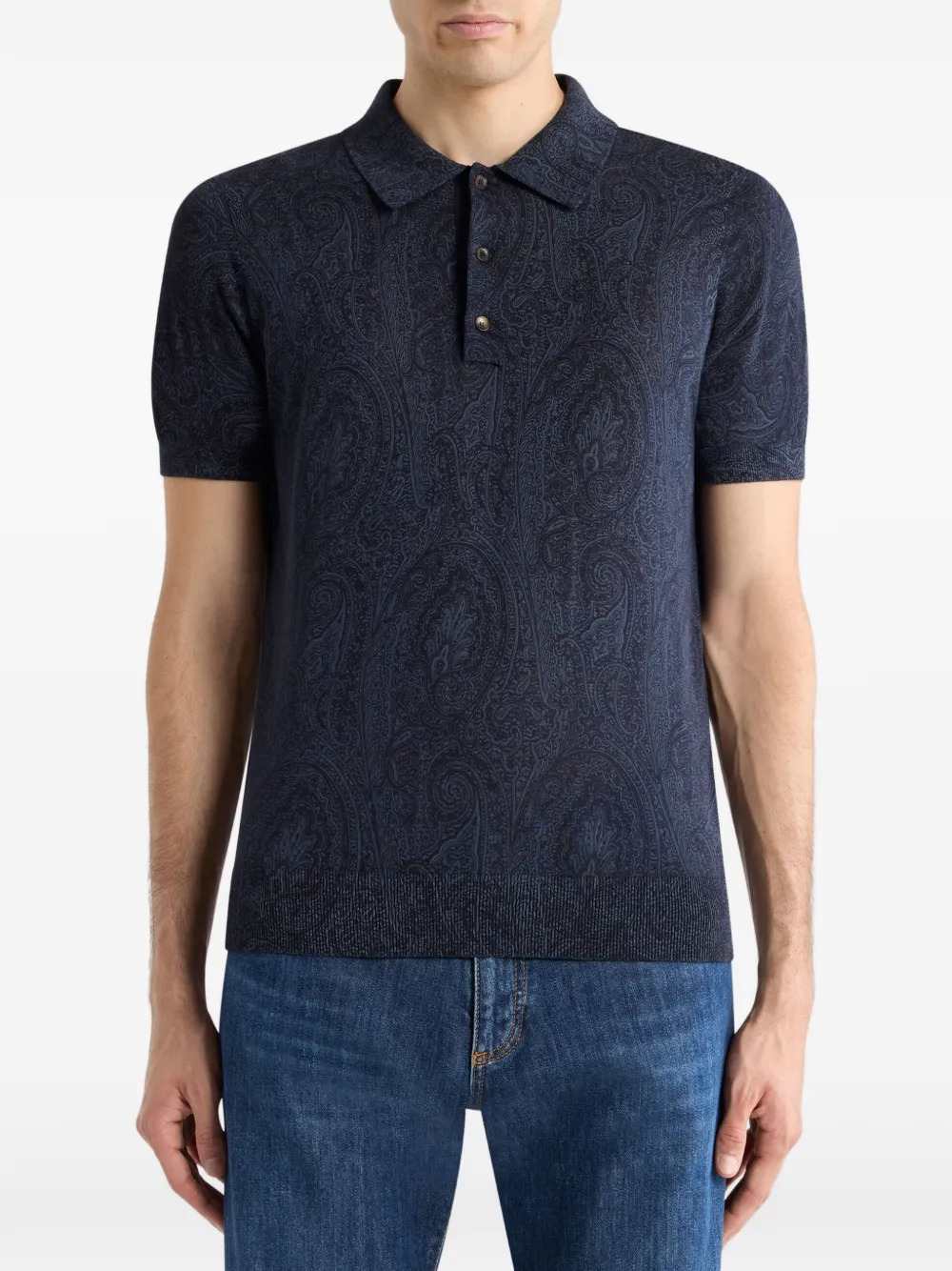 Etro Men Paisley Floral Print Polo Shirt ETRO