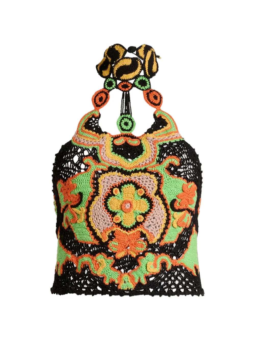 Etro Women Cotton Crop Top With Crochet-Effect Floral Pattern