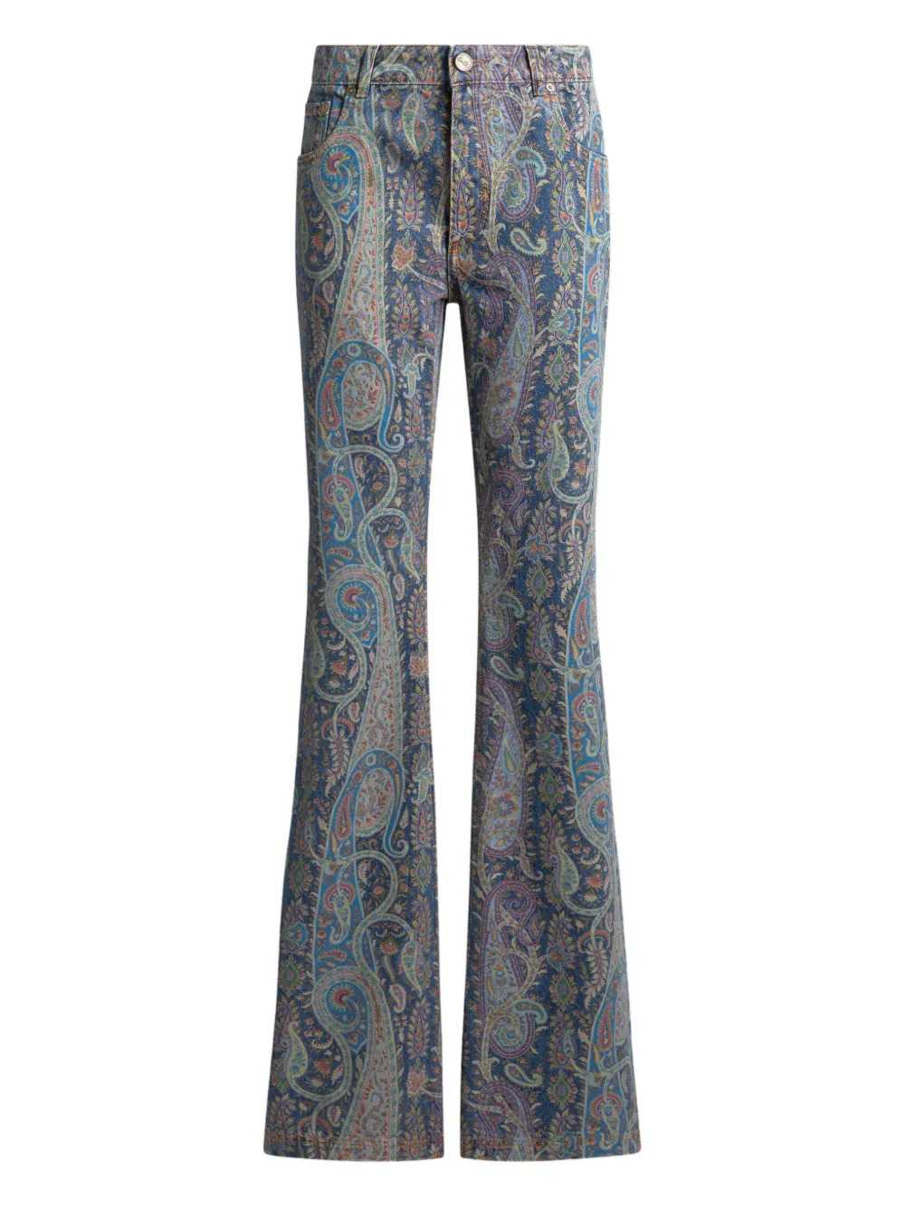 Etro Women Flared Denim Jeans With A Floral Paisley Motif ETRO