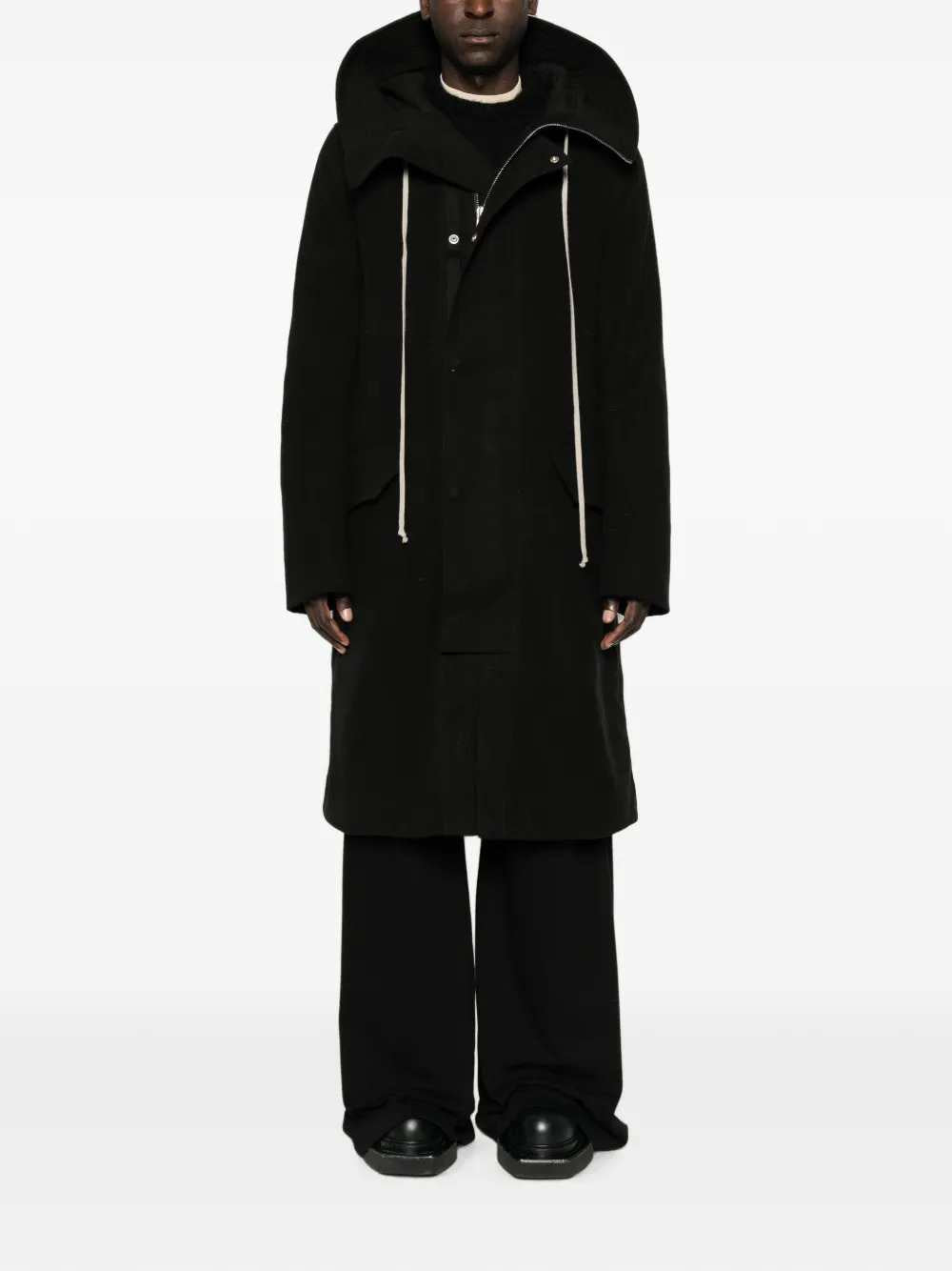 Rick Owens Men Tower Oversized Parka In Black Brushed Twill RICK OWENS
