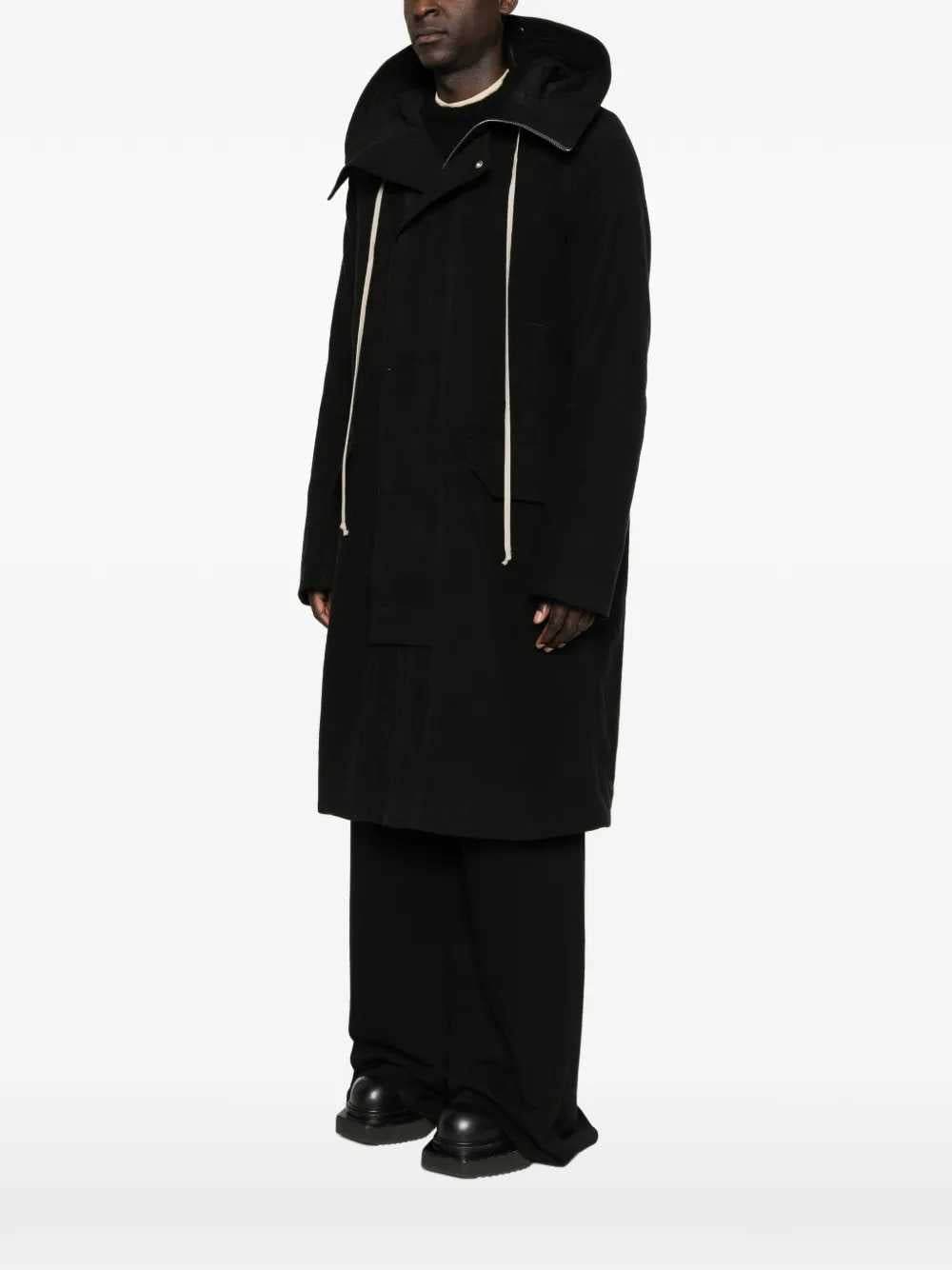 Rick Owens Men Tower Oversized Parka In Black Brushed Twill RICK OWENS