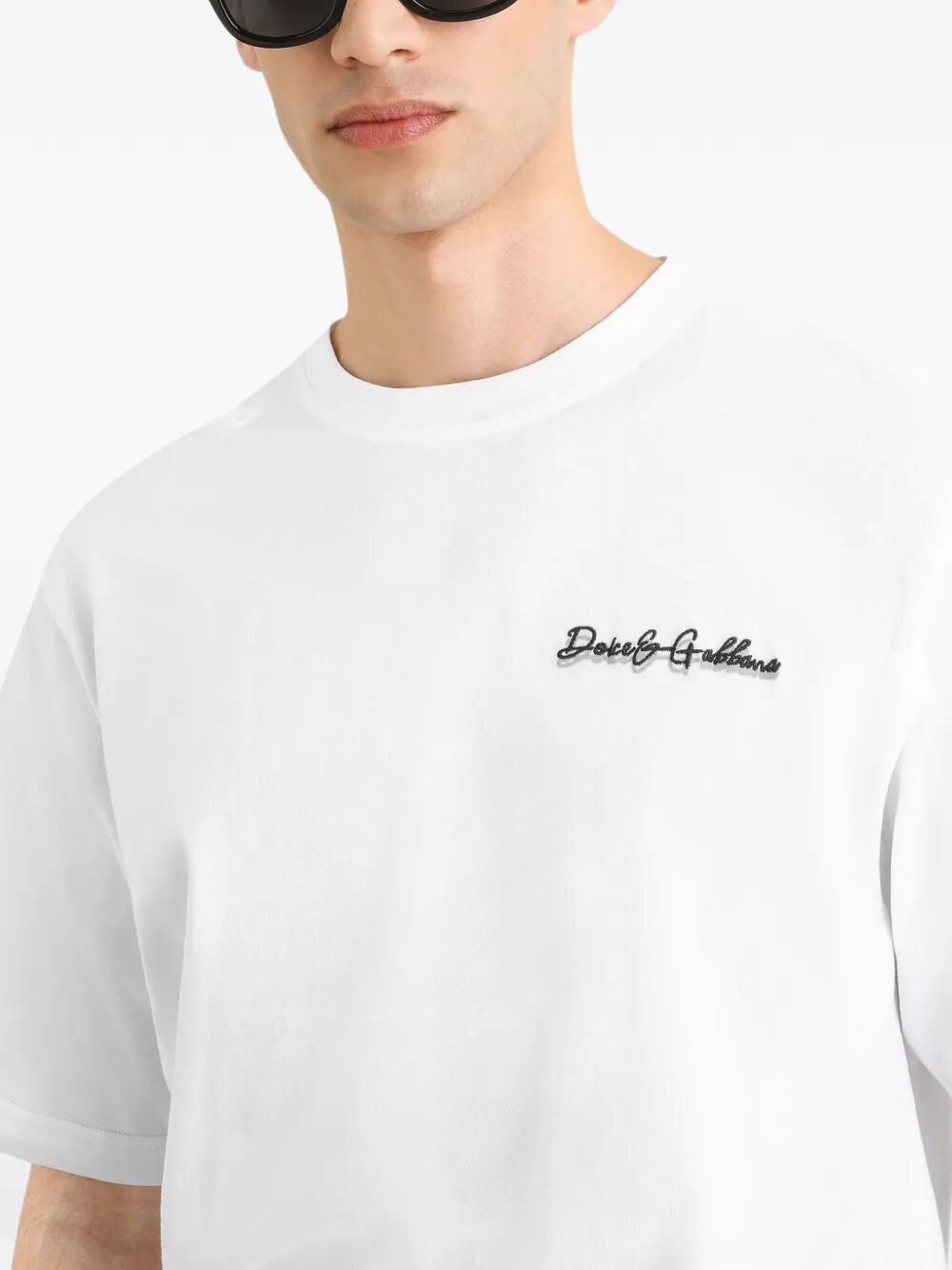 Dolce & Gabbana Men Cotton T-Shirt With Logo Embroidery DOLCE & GABBANA