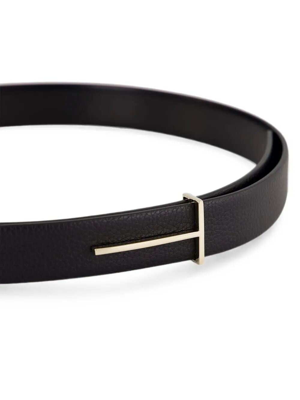 Tom Ford Women Grained Leather And Spazzolato Leather Slim T Belt TOM FORD