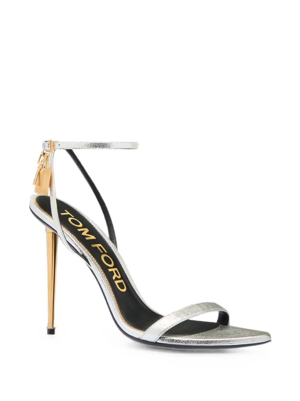 Tom Ford Women Laminated Nappa Leather Padlock Pointy Naked Sandals TOM FORD