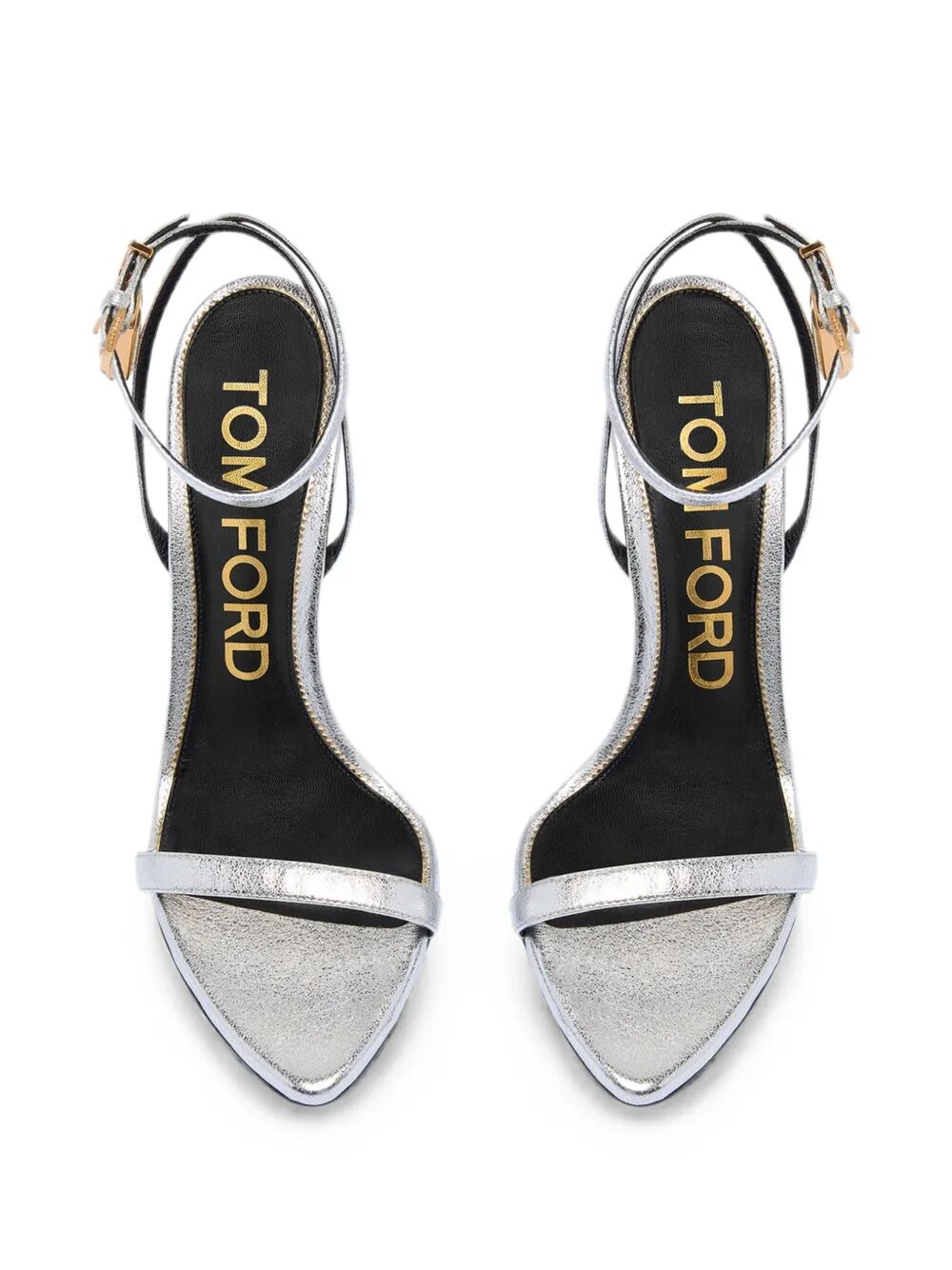 Tom Ford Women Laminated Nappa Leather Padlock Pointy Naked Sandals TOM FORD